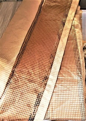 INNA Damask SHINY GOLDEN BROWN/BEIGE 2 SIDE 3D Polka Dot Remnants W 20"x 2yd.25" - Image 1 of 4