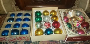 Vintage Shiny Brite & + USA Glass Ornament Stencil Boxes Of 12. (36 total). - Picture 1 of 13