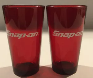 NUOVO! SNAP-ON TOOLS GARAGE MAN GROTTA SET DI 2 BICCHIERI BIRRA PINTA TAZZE ROSSO 16 OZ - Foto 1 di 2