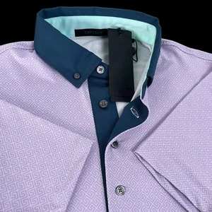 Greyson Golf Waves Print Short Sleeve Polo Shirt Mauve Mist Size 2XL $118 - Picture 1 of 7