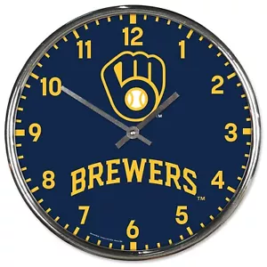 Milwaukee Brewers Uhr rund Wand Stil Chrom - Bild 1 von 1
