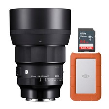 Sigma 85mm f1.4 DG DN Art Lens for L Mount with 1 TB Hard Drive and 64 GB SD