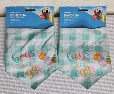 "Lote de 2 pañuelos de Pascua para perros/mascotas M/L 14-26"" cuello 20-90 libras NUEVO Foto 1 de 2