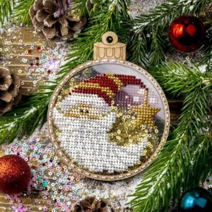 Hágalo usted mismo Kit de bordado de cuentas sobre base de plástico "Bola de Navidad Santa" - Imagen 1 de 7