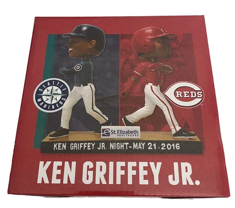 KEN GRIFFEY JR DUAL BOBBLEHEAD!! 2016 CINCINNATI REDS SGA!! NIB SEATTLE MARINERS Cover