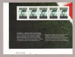 FORMULA 1, F1 = AYRTON SENNA = LARGE cut S/S from Uncut Sheet = Canada 2017 - Picture 1 of 1