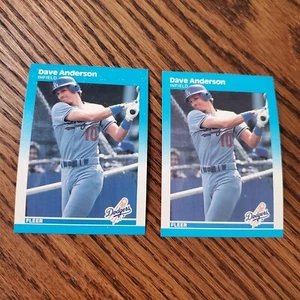 Lotto di 2 stampe multiple ERRORE QUASI NUOVO 1987 Fleer Baseball #436 Dave Anderson - Foto 1 di 5