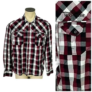 Much More 1967 Shirt Mens XL Red Plaid Embroidered Long Sleeve Pocket Button Up - Picture 1 of 13