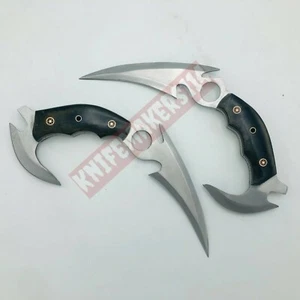 Pair of 2 Custom Handmade Knife 10"D 2 Steel Blade Hunting Karambit Knife - Picture 1 of 6