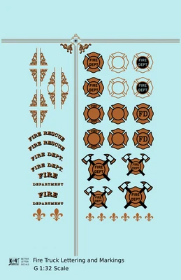 Calcomanías K4 G escala 1:32 camión de bomberos marcas bronce, plata y negro Foto 1 de 4