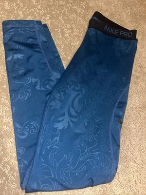 Nike Pro Dri-Fit Leggings Para Mujer Grandes Verde Azulado Estampado Paisley Elastizados Pull On Run Foto 1 de 4