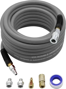 Manguera de aire híbrida YOTOO gris accesorios de latón macizo 300-PSI 1/2" I.D x 50' de longitud - Imagen 1 de 7