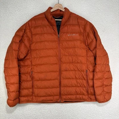 Eddie Bauer Packable Down Puffer Jacket Mens XXL 2XL Orange Full Zip Ultralight - Image 1 of 4