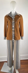 Vintage 70er Hosenanzug Damen Polyester Strick Western Vibes Homemade (viele Mängel - Bild 1 von 18