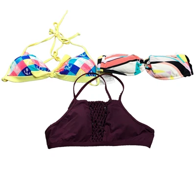 Lote de 3 tops de biquíni femininos Aerin Rose Roxy & Beach Stop tamanho M 1 novo com etiquetas - Imagem 1 de 4