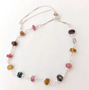 Bracciale in argento 925 con ematite argentata e tormalina naturale sfaccettata - Foto 1 di 10