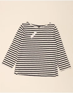 J. CREW Womens Top 3/4 Sleeve UK 12 Medium White Striped Cotton BZ08 - Picture 1 of 3