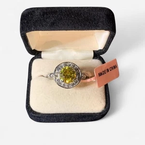 Silberfarbener Ring mit gelbem Stein - - Bild 1 von 6