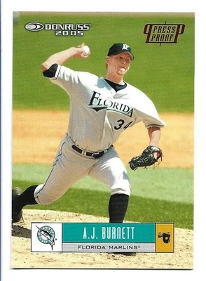 AJ Burnett 2005 Donruss Red Press Proof #188 /200 - Florida Marlins - Image 1 of 2