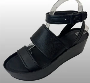 Vince Vienna schwarze Leder Plateau Keilabsatz Sandalen Größe US 9, EU 40 Riemchen - Bild 1 von 7