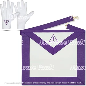 Royal & Select Master Mason Apron – Lambskin Embroidered Regalia + Gloves - Picture 1 of 6