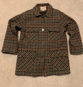 Vintage Woolrich Long Jacke Damen M Braun Wolle Made in USA Hahnentritt - Bild 1 von 8