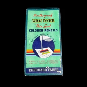Vintage Eberhard Faber Van Dyke matite colorate piombo sottile 24 colori USA Art Set - Foto 1 di 9
