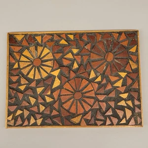 Handmade Inlaid Wooden Mosaic Tray Ecuador Geometic Original Label Fine Wood - Picture 1 of 11