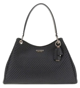Guess Mirema Woven Shopper Doppelhenkel Schultertasche Damen Tasche In Schwarz - Bild 1 von 4