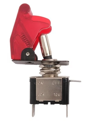 Kippschalter für KFZ Auto Boot mit beleuchteter LED 12V20A OnOFF roter Deckel - Image 1 of 4