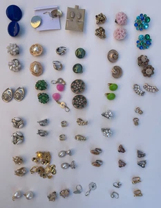 LOTE PENDIENTES CLIP VINTAGE PEDRERÍA MULTICOLOR PERLAS BOTONES - Imagen 1 de 9