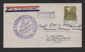 DEUTSCHLAND 1948 PAN AM ERSTFLUG NACH US NY HANDSIGNIERT VON KAPITÄN MARQUARDT - Bild 1 von 2