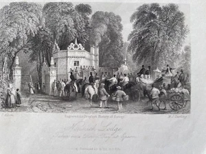 Antiker Druck von 1842; Nonsuch Lodge, Epsom und Ewell Surrey nach Allom - Bild 1 von 2