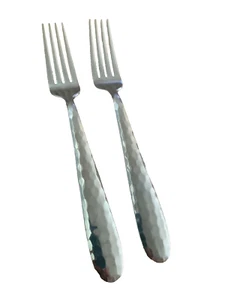 2 Dinner Fork Revolution Mirror Cambridge 18/10 Stainless Hammered Glossy - Imagen 1 de 3