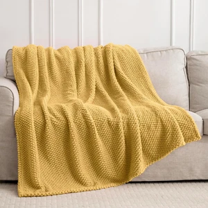 Yellow 300GSM Fleece Throw Blanket for Couch Sofa Bed, 40X50 Soft Cozy Flannel B - Picture 1 of 12