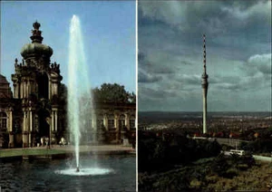 DRESDEN Sachsen DDR Mehrbildkarte um 1974 mit Zwingerhof und Fernsehturm color - Bild 1 von 2