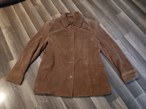 Jaclyn Smith women size XL brown color Leather suede button up jacket - Picture 1 of 22