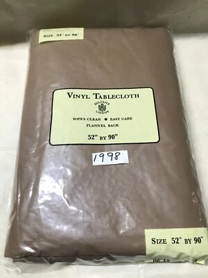 Brown 52" x 90" Oblong Table Cloth Flannel Back Table Cloth Sultan's Linen -1998 - Image 1 of 4