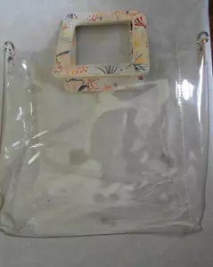 Very Heavy clear Plastic bag with square colorful handles. - Picture 1 of 3