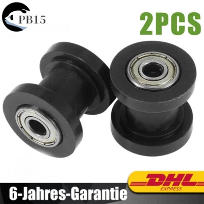 8mm Schwarz Motorrad Dirt Pit Bike Kettenrolle Kettenspanner Kettenspannrolle - Bild 1 von 4
