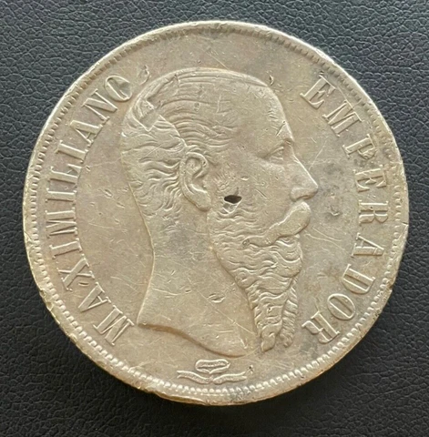 1866-Mo Mexico Empire Maximiliano Silver Peso, KM 388.1, Low Mintage Silver Peso Cover