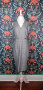 Ted Baker grau kariertes ärmelloses Etuikleid mit V-Ausschnitt neu mit Etikett 4/L - Bild 1 von 6