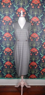 Vestido vaina Ted Baker gris a cuadros cuello en V sin mangas nuevo con etiquetas 4/L Foto 1 de 4