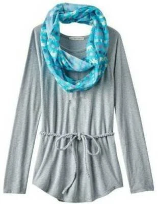 Conjunto de 2 camisetas y bufandas de manga larga gris autoestima para niñas talla 20,5 Foto 1 de 4