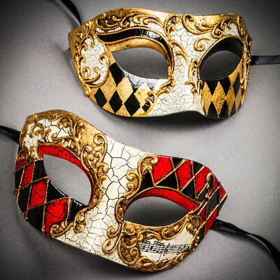 Gold RED Phantom Couple Eye Mask Musical Venetian Masquerade Halloween K49 - Image 1 of 3