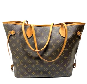 Louis Vuitton Neverfull Monogram MM Tote Bag Vachetta Leather Authentic Certific - Picture 1 of 13