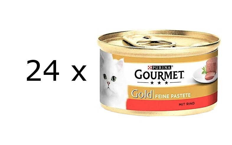 24 x 85 g Purina Gourmet Gold Feine Pastete (€ 12,72/kg) Rind Mousse für Katzen