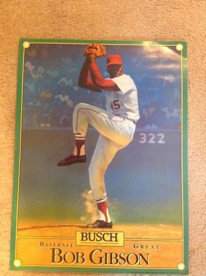 Rare Vintage 1988 BOB GIBSON Cardinals #45 MLB Baseball Great HOF ~Busch Poster - Image 1 of 1