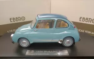 Modellino auto Ebbro 1/18 Subaru resina Mini Maggiolino Master Subaru 360 1958 blu - Foto 1 di 7