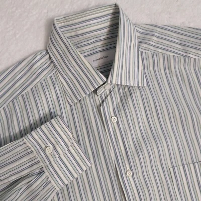 Ermenegildo Zegna Mens Dress Shirt 16-41 Blue Green White Stripe Made In Spain - Image 1 of 4